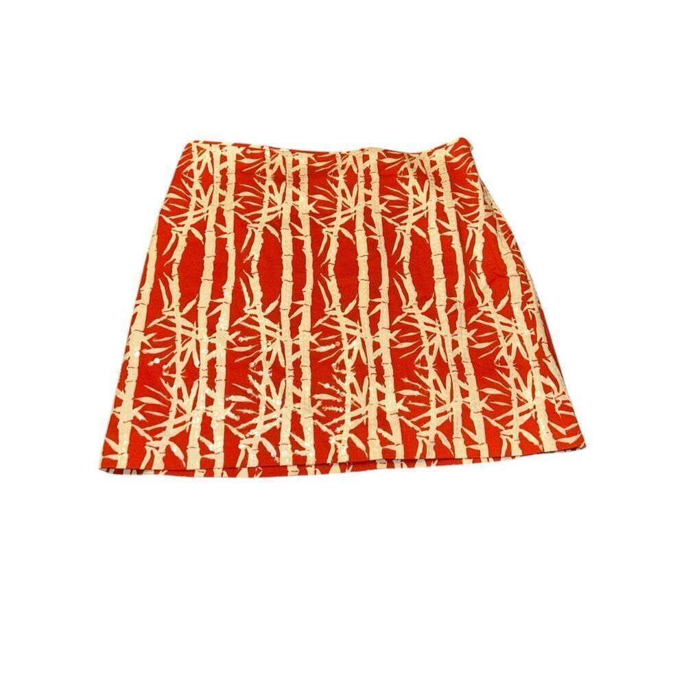 Michael Kors Vibrant Red and Cream A-Line Skirt